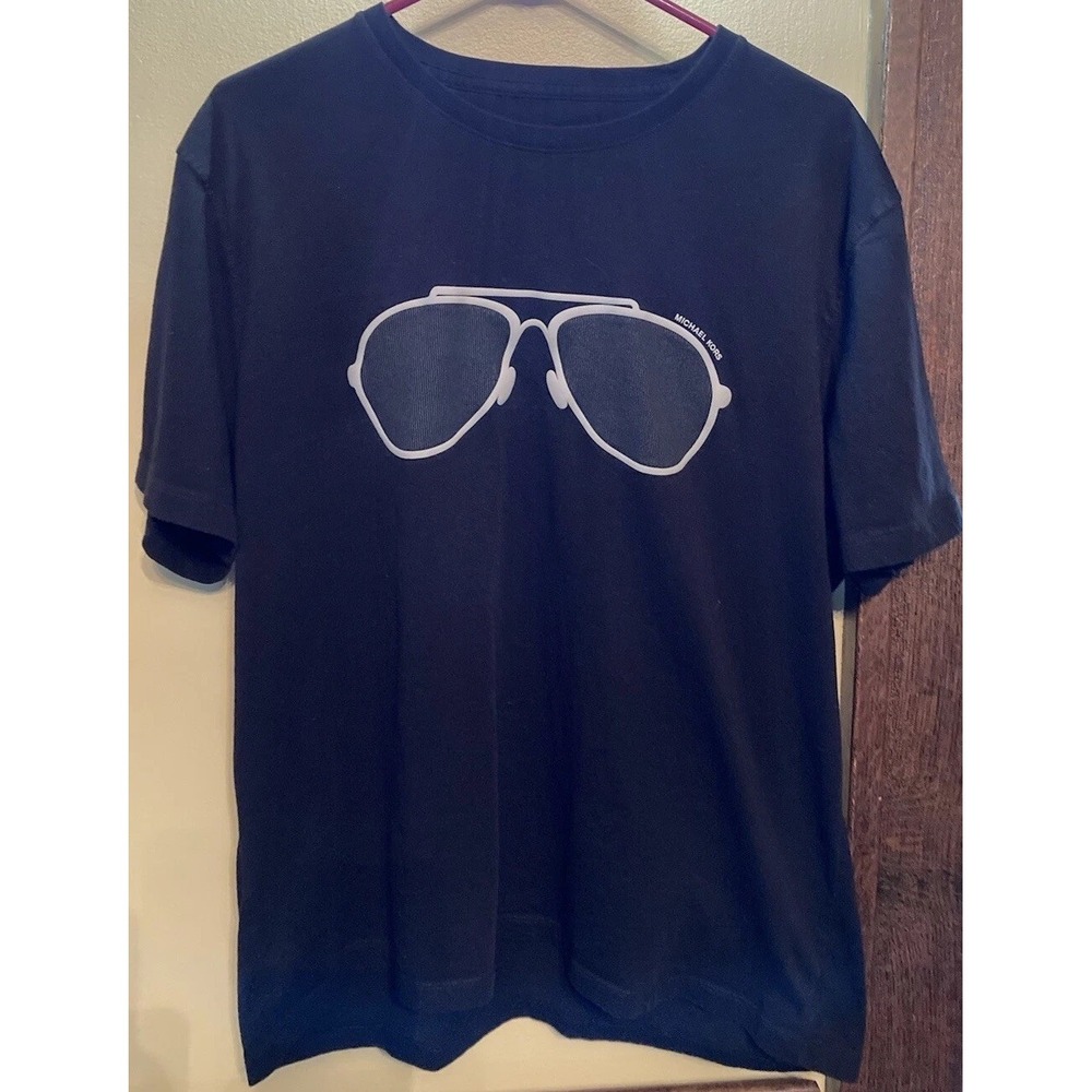 Michael Kors Men's XL Graphic Print Black T Shirt Sunglasses Summer Designer